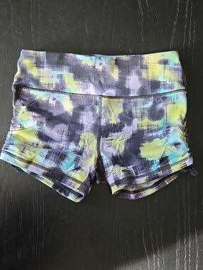 Victoria's Secret Multicolor Printed Bike Shorts - Black, Purple & Yellow
